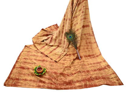Indian Vintage Saree Pure Crepe Silk Tie-Dye Embroidered Sari Fabric 5yard Sewing Floral Soft Zari