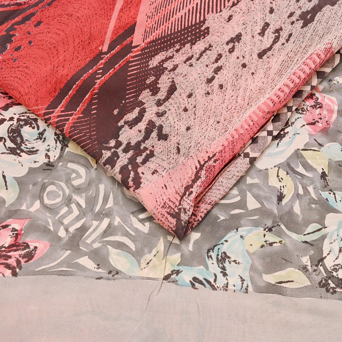 Indian Women Vintage Multi Sarees 100% Pure Georgette Silk Printed Sari Sewing 5yd Soft Craft Floral Design Wrap Boho Dress Making