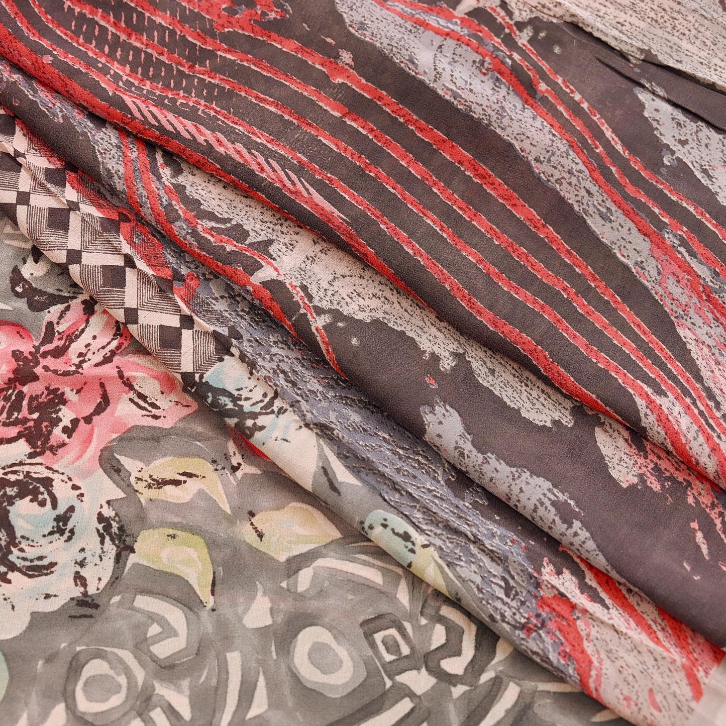 Indian Women Vintage Multi Sarees 100% Pure Georgette Silk Printed Sari Sewing 5yd Soft Craft Floral Design Wrap Boho Dress Making