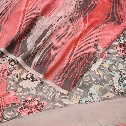 Indian Women Vintage Multi Sarees 100% Pure Georgette Silk Printed Sari Sewing 5yd Soft Craft Floral Design Wrap Boho Dress Making