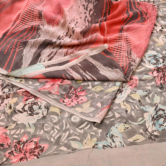 Indian Women Vintage Multi Sarees 100% Pure Georgette Silk Printed Sari Sewing 5yd Soft Craft Floral Design Wrap Boho Dress Making