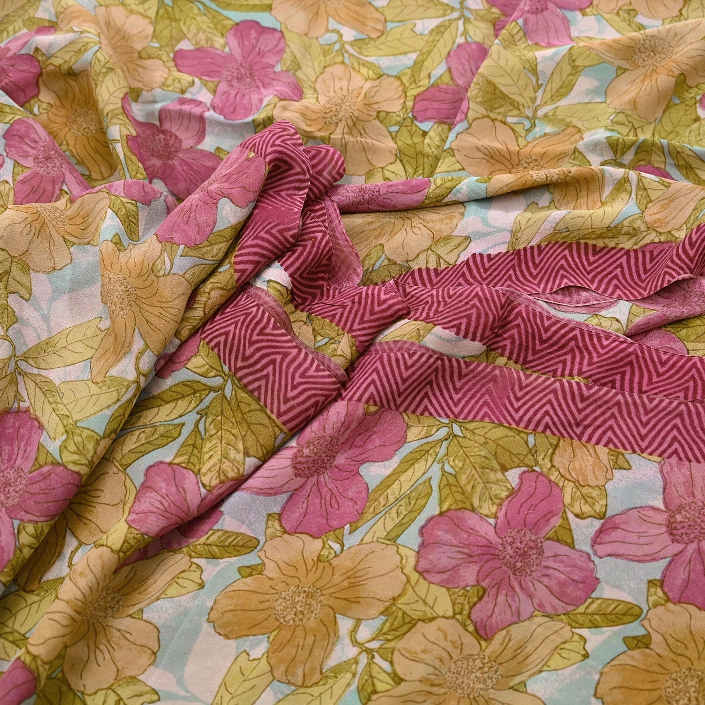 Indian Vintage Multi Saree Pure Georgette Silk Printed Sari Craft Fabric Sewing 6Yard Soft Light Dress Making Floral