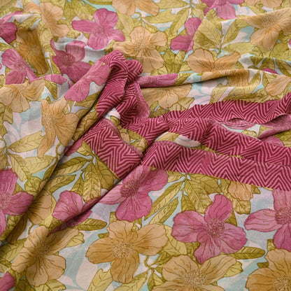 Indian Vintage Multi Saree Pure Georgette Silk Printed Sari Craft Fabric Sewing 6Yard Soft Light Dress Making Floral