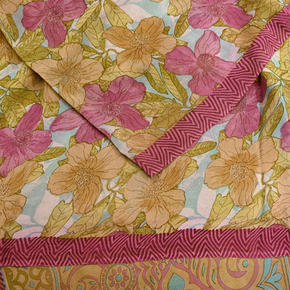 Indian Vintage Multi Saree Pure Georgette Silk Printed Sari Craft Fabric Sewing 6Yard Soft Light Dress Making Floral