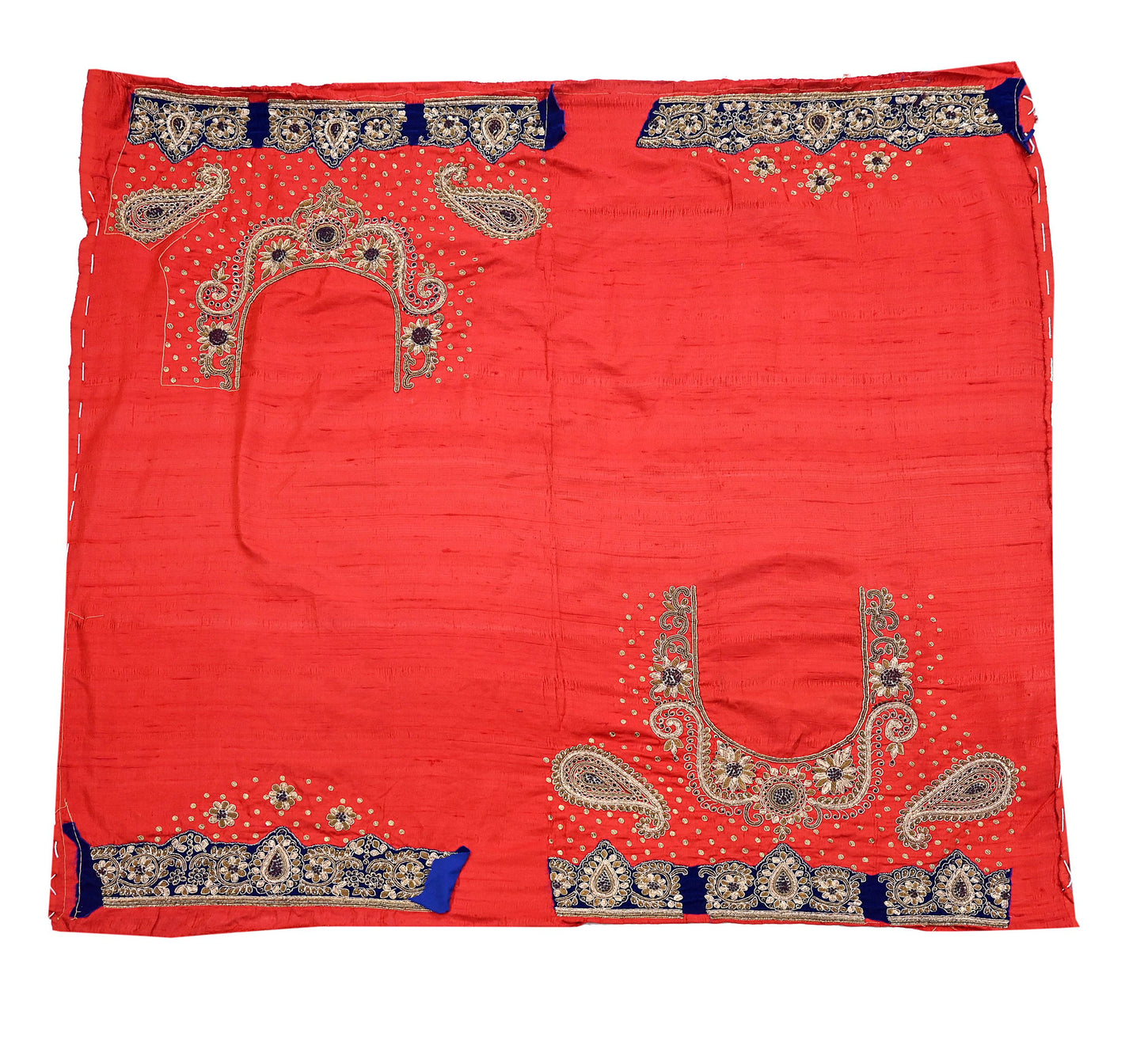 Indian Heavy Red Colored Raw Silk/Net Hand Embroidered Lehenga 3pcs Set By Designer Sabyasachi Bridal Wear