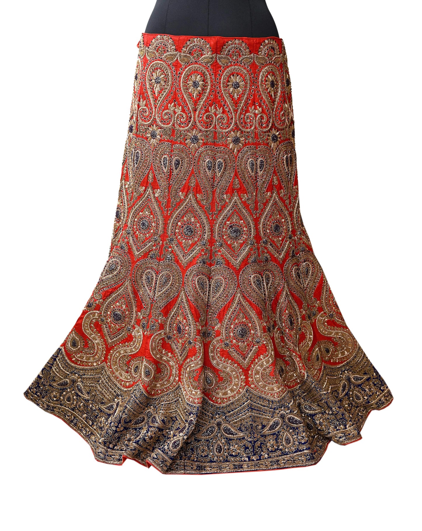 Indian Heavy Red Colored Raw Silk/Net Hand Embroidered Lehenga 3pcs Set By Designer Sabyasachi Bridal Wear