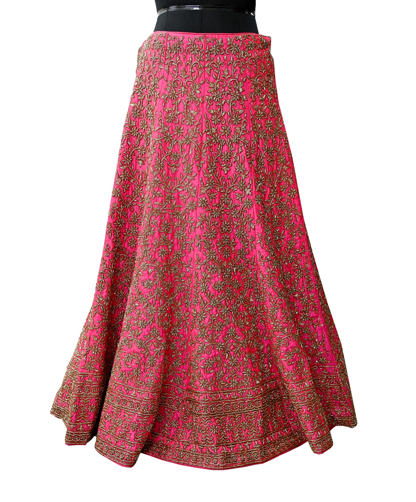 Indian Heavy Pink Hand Embroidered Semi stitched Lehenga/Skirt Bridal Wear Zardozi/ Dabka Bollywood skirt Party wear