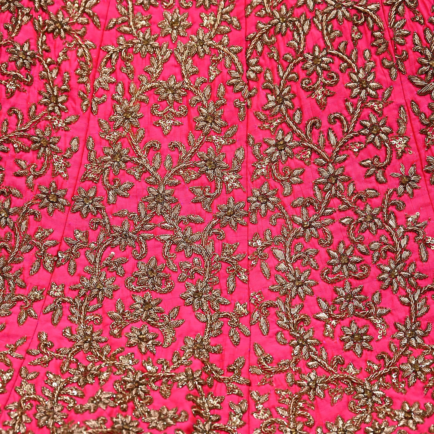 Indian Heavy Pink Hand Embroidered Semi stitched Lehenga/Skirt Bridal Wear Zardozi/ Dabka Bollywood skirt Party wear