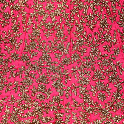 Indian Heavy Pink Hand Embroidered Semi stitched Lehenga/Skirt Bridal Wear Zardozi/ Dabka Bollywood skirt Party wear