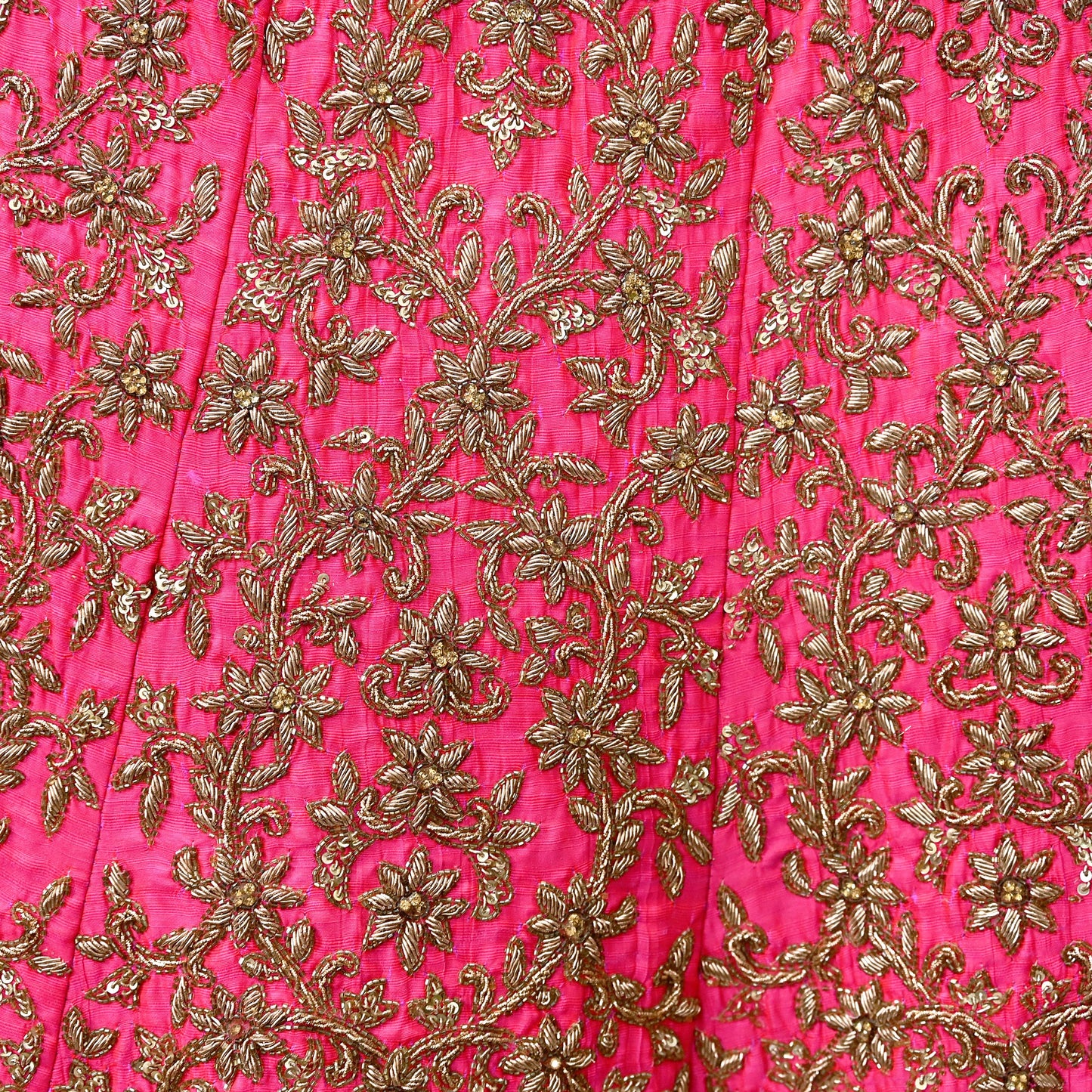 Indian Heavy Pink Hand Embroidered Semi stitched Lehenga/Skirt Bridal Wear Zardozi/ Dabka Bollywood skirt Party wear