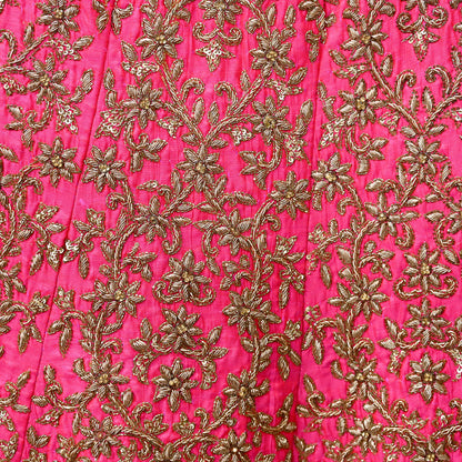 Indian Heavy Pink Hand Embroidered Semi stitched Lehenga/Skirt Bridal Wear Zardozi/ Dabka Bollywood skirt Party wear