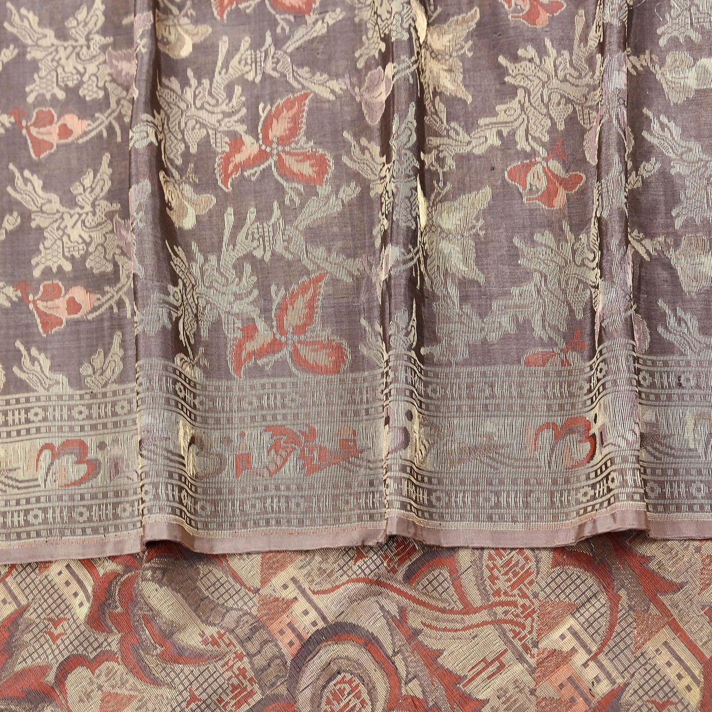 Indian Vintage Sari Brown 100% Pure Silk Hand Woven Sarees Craft Fabric 5Yd Ethnic Sewing Dress making Crafting Quilting Upcycle