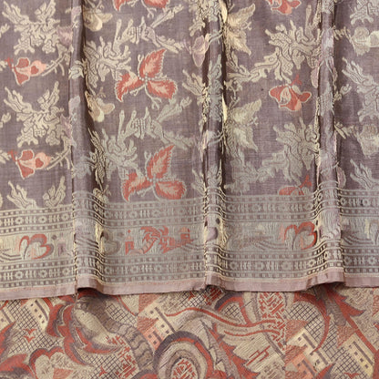 Indian Vintage Sari Brown 100% Pure Silk Hand Woven Sarees Craft Fabric 5Yd Ethnic Sewing Dress making Crafting Quilting Upcycle