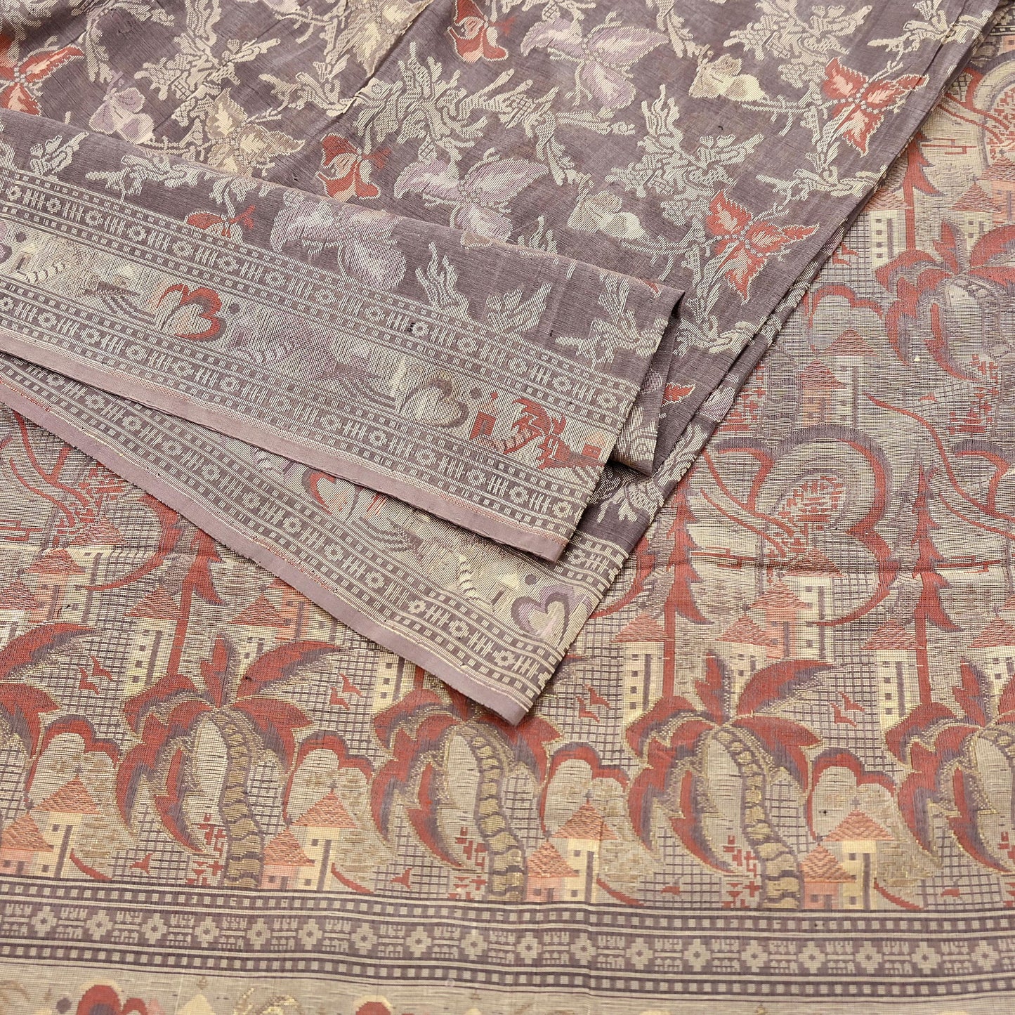 Indian Vintage Sari Brown 100% Pure Silk Hand Woven Sarees Craft Fabric 5Yd Ethnic Sewing Dress making Crafting Quilting Upcycle