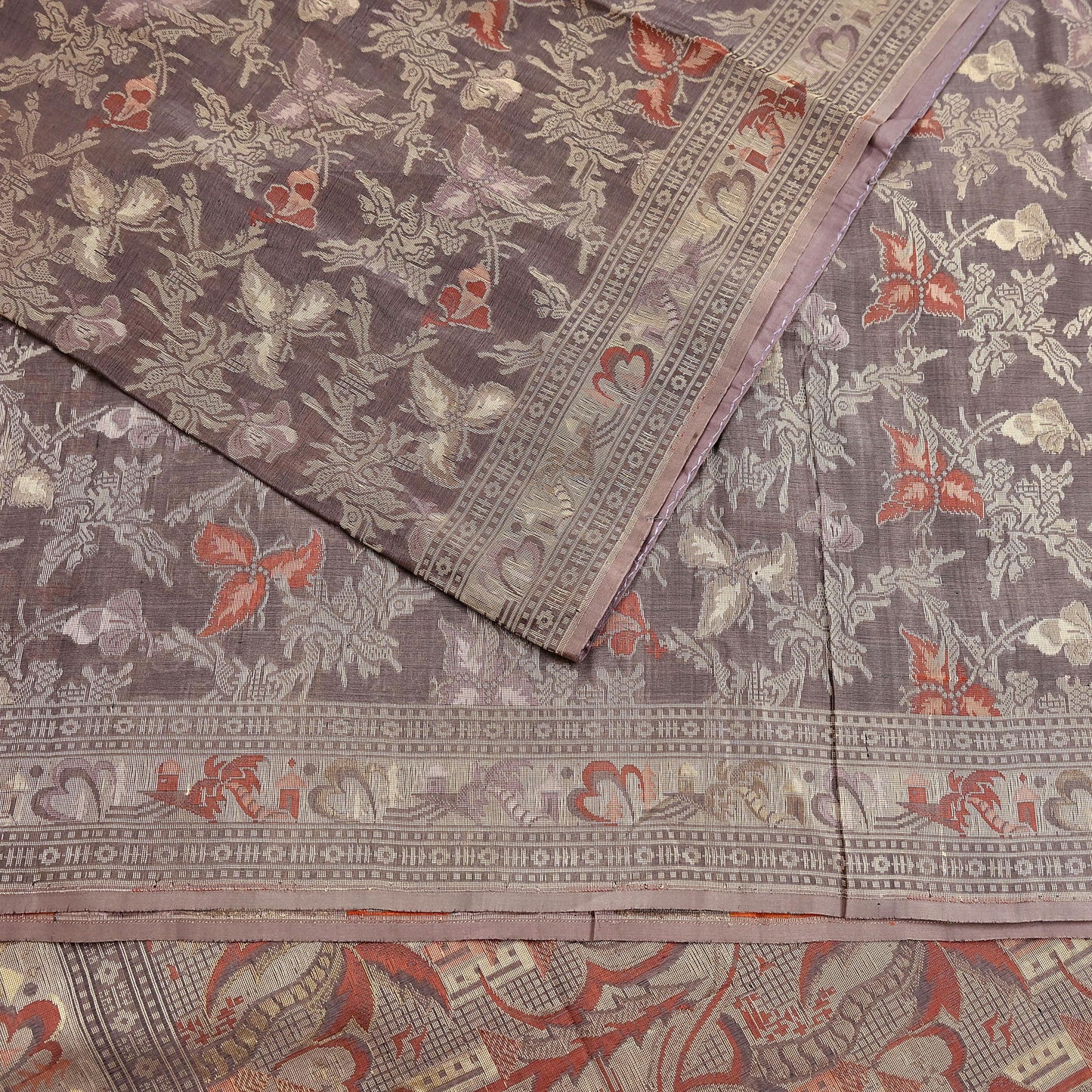 Indian Vintage Sari Brown 100% Pure Silk Hand Woven Sarees Craft Fabric 5Yd Ethnic Sewing Dress making Crafting Quilting Upcycle