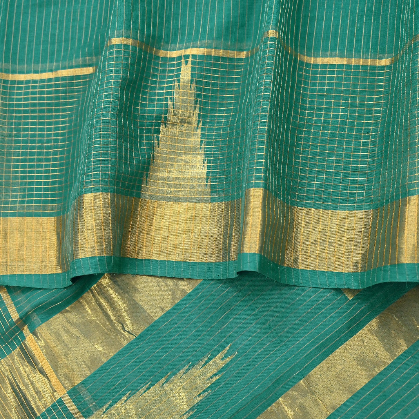 Indian Vintage Sari Green Pure Cotton Hand Woven Saree Craft Fabric 5yd Sewing Ethnic Soft Dress making Quilting Dress Designing Zari