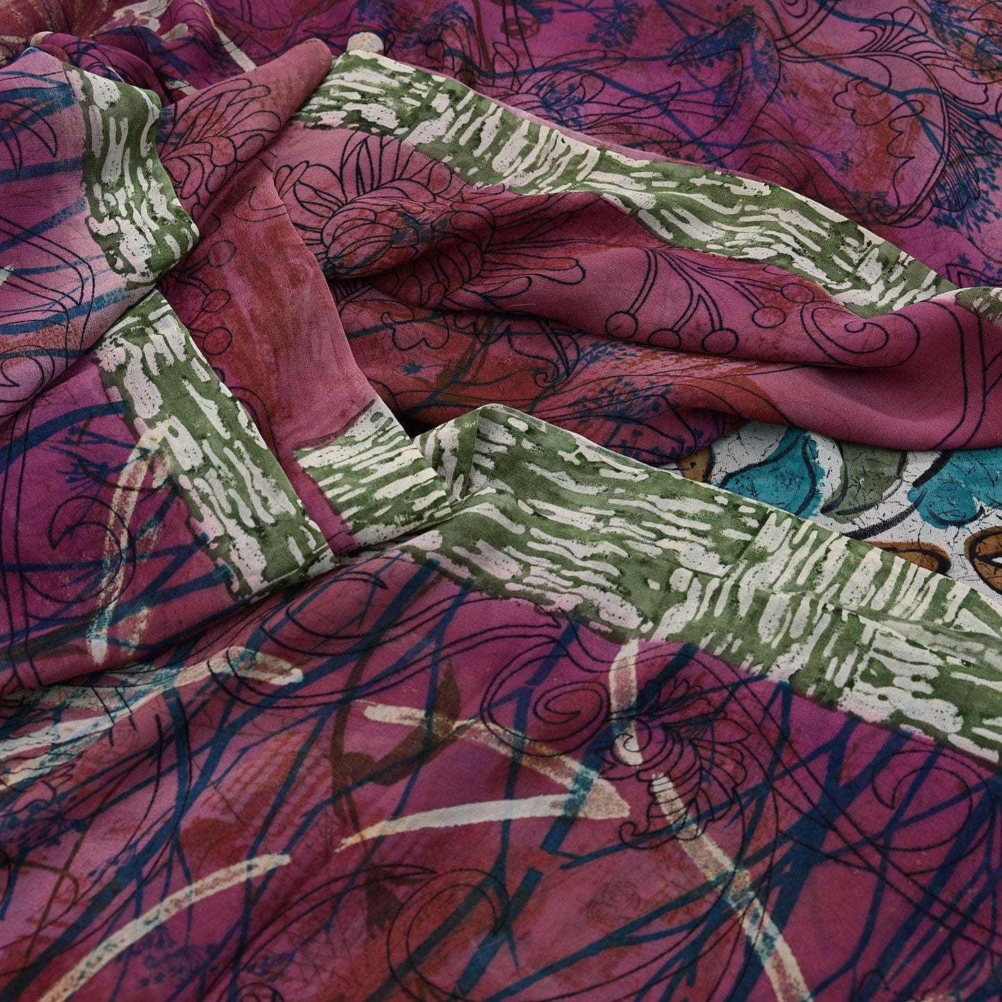 Indian Women Vintage Multi Sarees 100% Pure Georgette Silk Printed Sari Sewing 6yd Soft Craft Floral Design Wrap Boho Dress Making