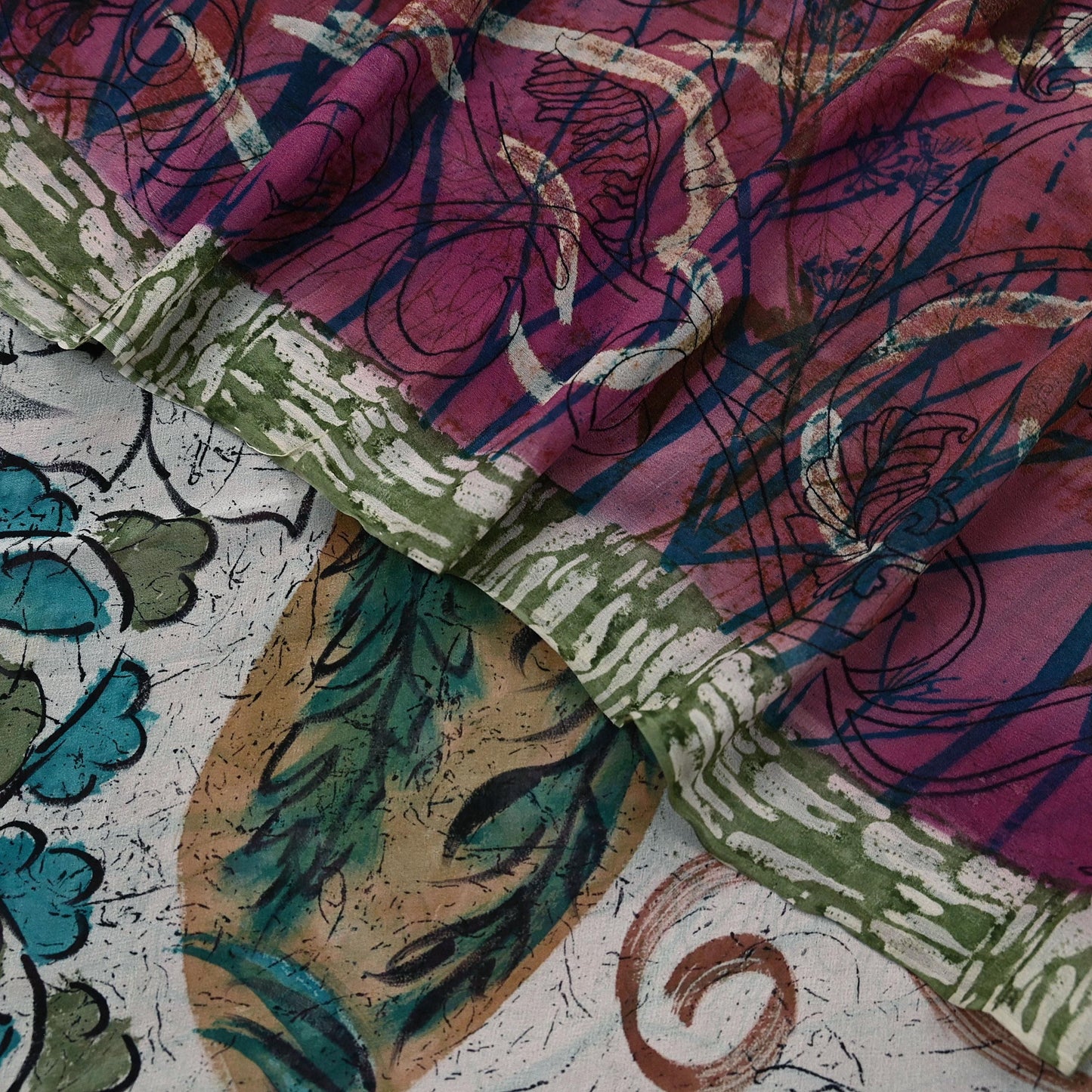 Indian Women Vintage Multi Sarees 100% Pure Georgette Silk Printed Sari Sewing 6yd Soft Craft Floral Design Wrap Boho Dress Making