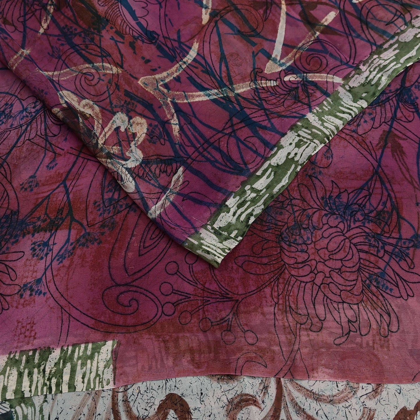 Indian Women Vintage Multi Sarees 100% Pure Georgette Silk Printed Sari Sewing 6yd Soft Craft Floral Design Wrap Boho Dress Making