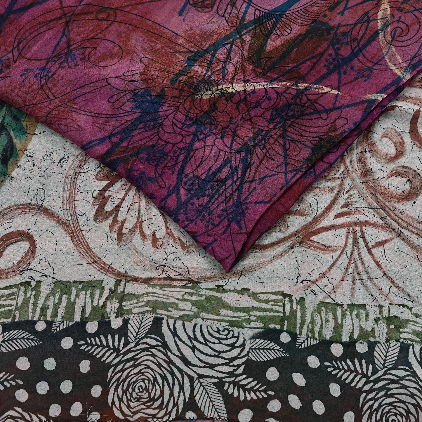 Indian Women Vintage Multi Sarees 100% Pure Georgette Silk Printed Sari Sewing 6yd Soft Craft Floral Design Wrap Boho Dress Making