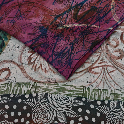 Indian Women Vintage Multi Sarees 100% Pure Georgette Silk Printed Sari Sewing 6yd Soft Craft Floral Design Wrap Boho Dress Making