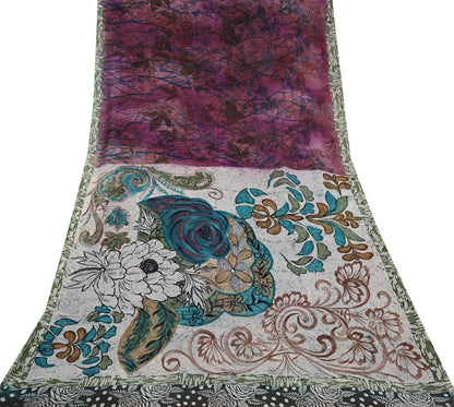 Indian Women Vintage Multi Sarees 100% Pure Georgette Silk Printed Sari Sewing 6yd Soft Craft Floral Design Wrap Boho Dress Making