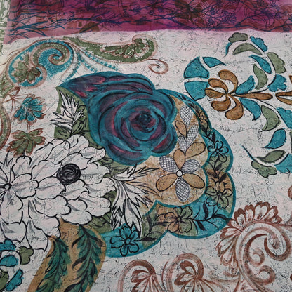 Indian Women Vintage Multi Sarees 100% Pure Georgette Silk Printed Sari Sewing 6yd Soft Craft Floral Design Wrap Boho Dress Making