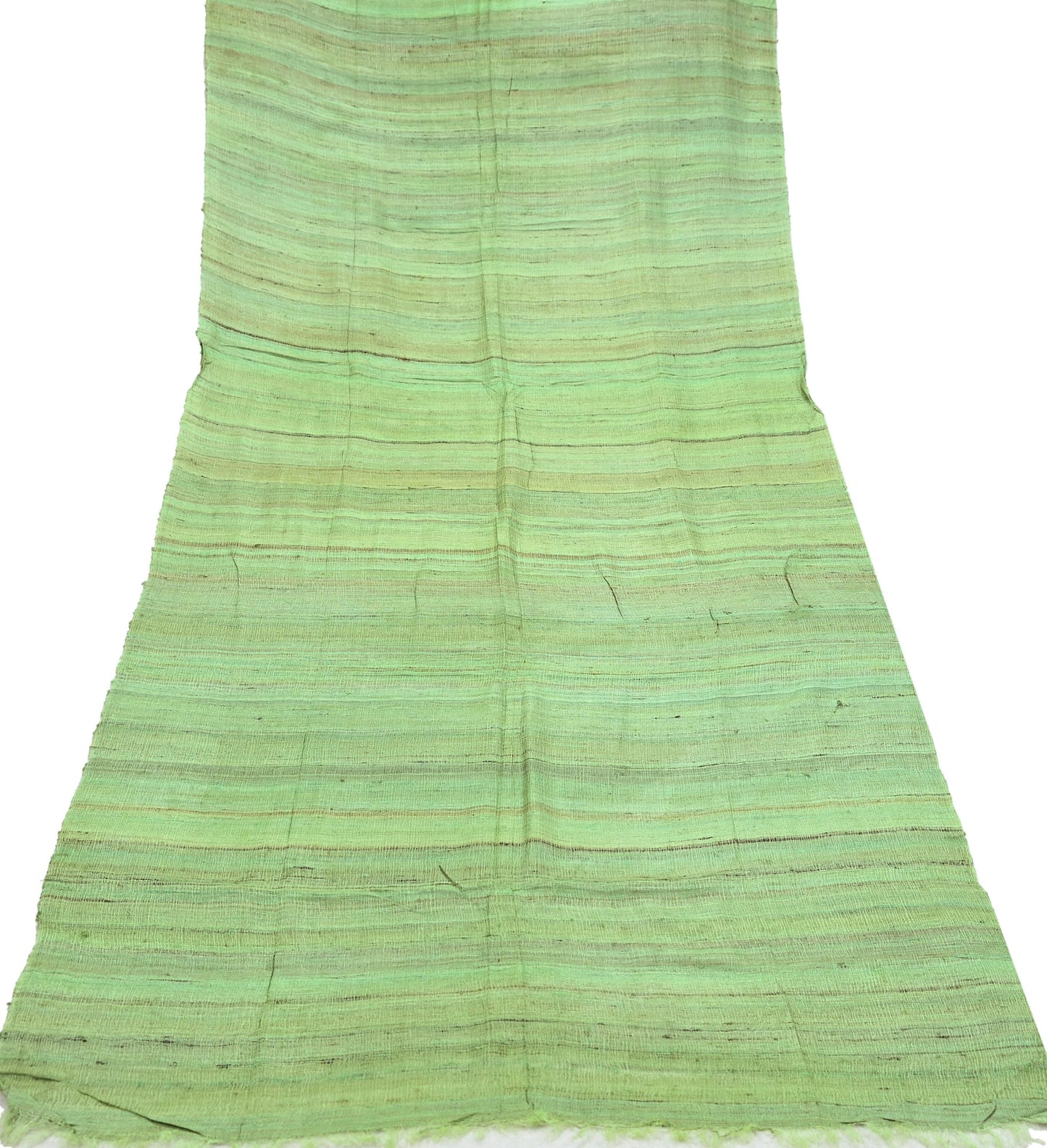 Indian Vintage Green Dupatta Long Stole 100% Pure Khadi Silk Hand Woven Scarves Veil Scarf Wrap Hippie Fringes