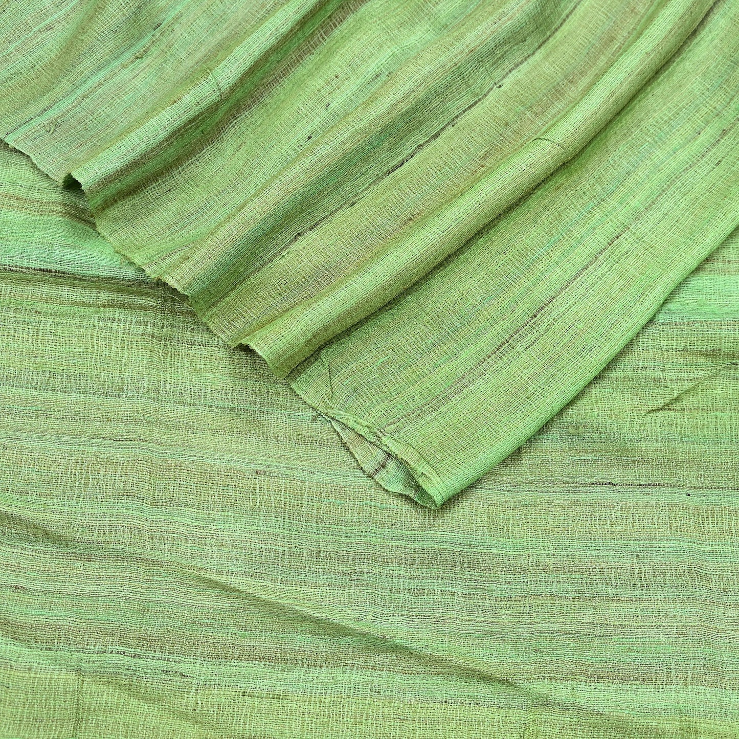 Indian Vintage Green Dupatta Long Stole 100% Pure Khadi Silk Hand Woven Scarves Veil Scarf Wrap Hippie Fringes