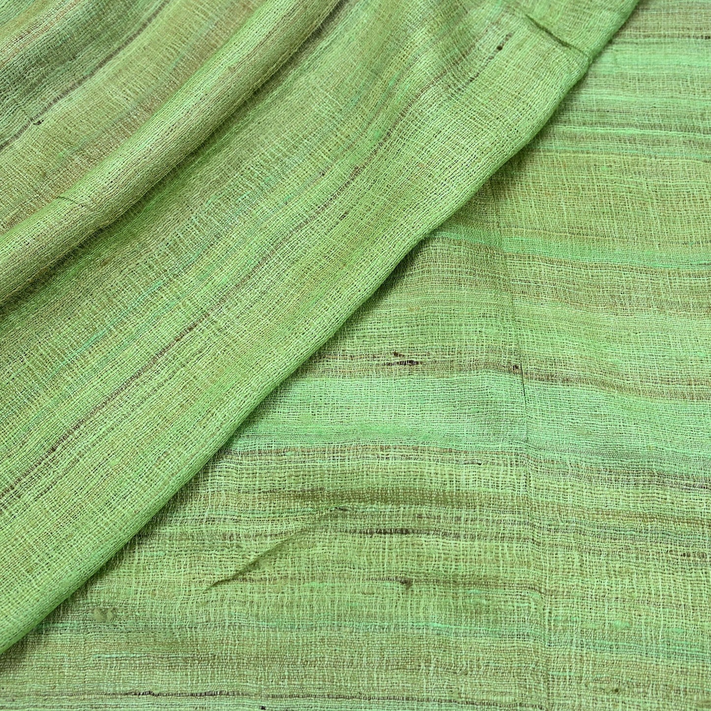 Indian Vintage Green Dupatta Long Stole 100% Pure Khadi Silk Hand Woven Scarves Veil Scarf Wrap Hippie Fringes