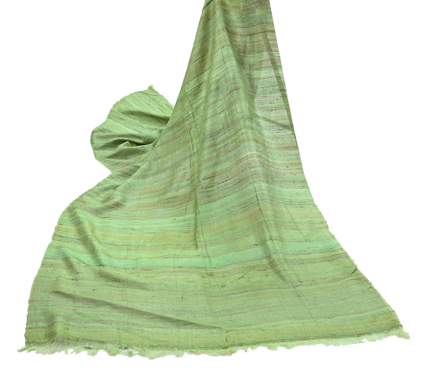 Indian Vintage Green Dupatta Long Stole 100% Pure Khadi Silk Hand Woven Scarves Veil Scarf Wrap Hippie Fringes