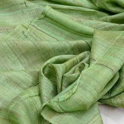 Indian Vintage Green Dupatta Long Stole 100% Pure Khadi Silk Hand Woven Scarves Veil Scarf Wrap Hippie Fringes