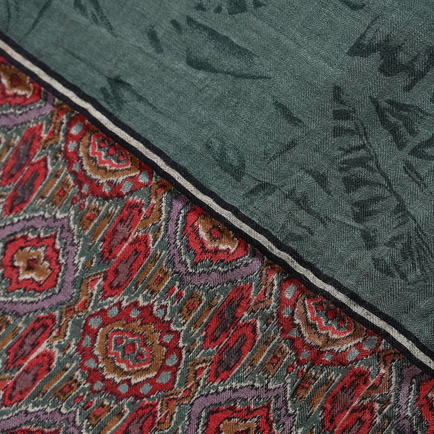 Vintage Green Long Stole Pure Woolen Scarf Printed Dupatta Infinity Scarves Sarong Wrap Veil Woman Hijab Shawl Craft Fabric