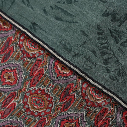 Vintage Green Long Stole Pure Woolen Scarf Printed Dupatta Infinity Scarves Sarong Wrap Veil Woman Hijab Shawl Craft Fabric