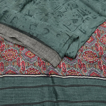 Vintage Green Long Stole Pure Woolen Scarf Printed Dupatta Infinity Scarves Sarong Wrap Veil Woman Hijab Shawl Craft Fabric