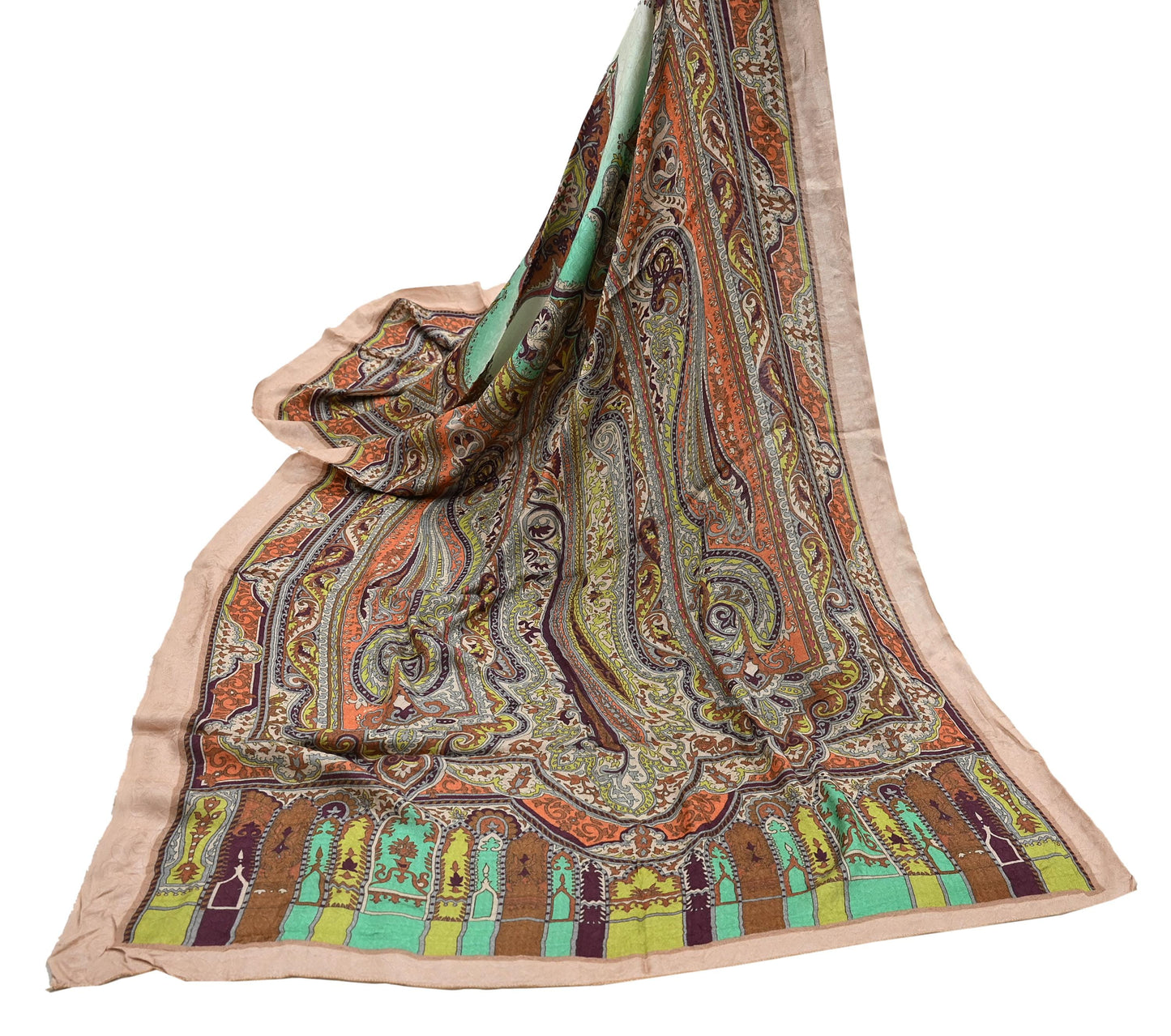 Vintage Multi Long Stole Pure Woolen Scarf Tie-Dye Printed Dupatta Infinity Scarves Sarong Wrap Veil Woman Hijab Shawl Craft