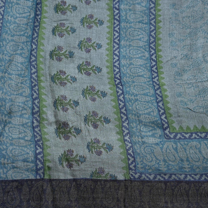 Indian Vintage Gray Long Stole Pure Woolen Scarf Dupatta Infinity Scarves Printed Sarong Wrap Craft Fabric Veil Hijab Shawl