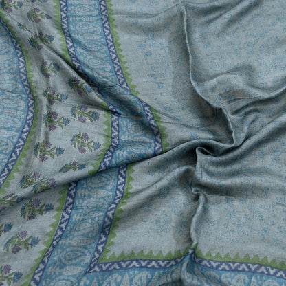 Indian Vintage Gray Long Stole Pure Woolen Scarf Dupatta Infinity Scarves Printed Sarong Wrap Craft Fabric Veil Hijab Shawl