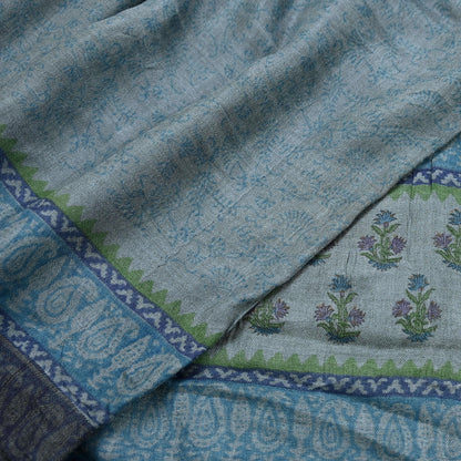 Indian Vintage Gray Long Stole Pure Woolen Scarf Dupatta Infinity Scarves Printed Sarong Wrap Craft Fabric Veil Hijab Shawl