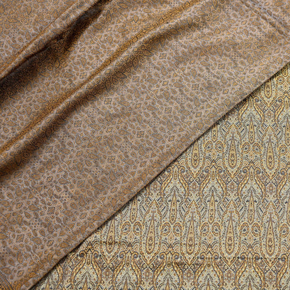 Indian Vintage Sari Dusty Purple Heavy Pure Satin Silk Hand Woven Tanchoi Sarees Ethnic Wear 5Yd Paisley Craft Fabric Dress Making Crafting