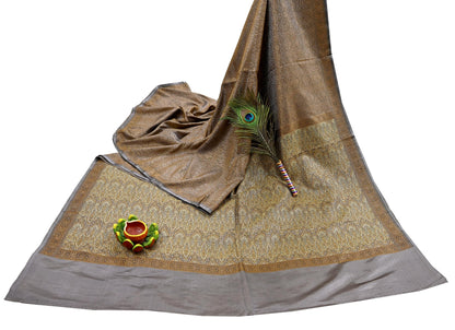 Indian Vintage Sari Dusty Purple Heavy Pure Satin Silk Hand Woven Tanchoi Sarees Ethnic Wear 5Yd Paisley Craft Fabric Dress Making Crafting