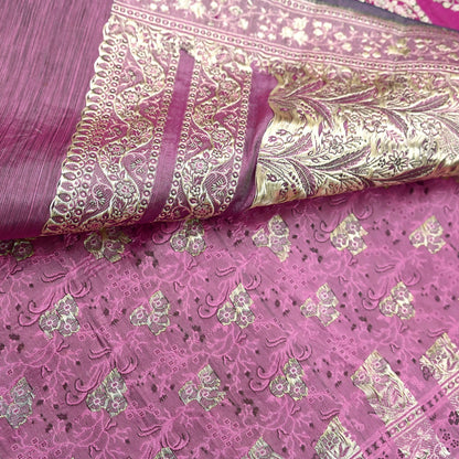 Indian Vintage Sari Magenta Heavy Pure Satin Silk Woven Banarasi Brocade Saree Zari 5Yd Ethnic Dress making Crafting Bollywood