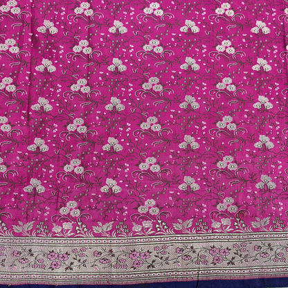 Indian Vintage Sari Magenta Heavy Pure Satin Silk Woven Banarasi Brocade Saree Zari 5Yd Ethnic Dress making Crafting Bollywood