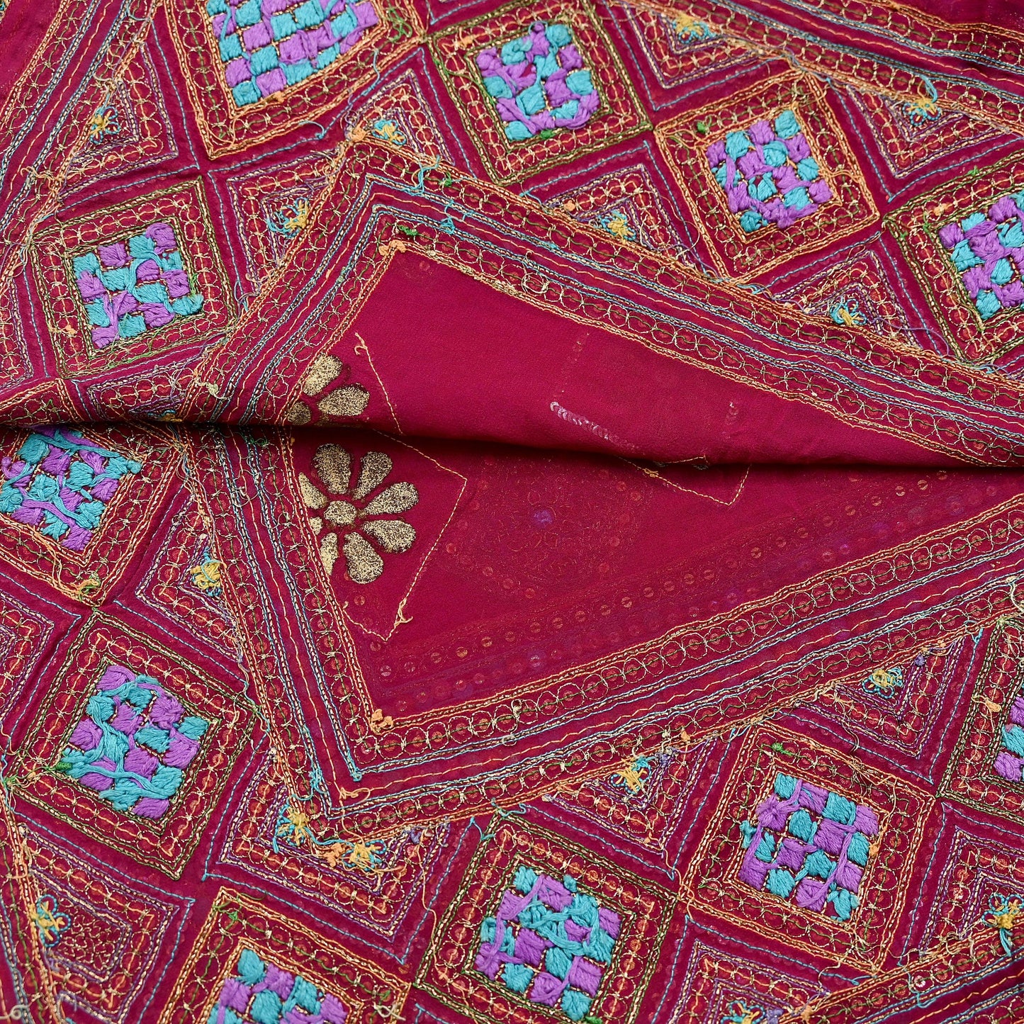 Indian Vintage Heavy Bridal Dupatta Pink Pure Georgette Silk Long Stole Hand Embroidered Scarf Zardozi/Dabka Zari Wedding/Party Dupatta