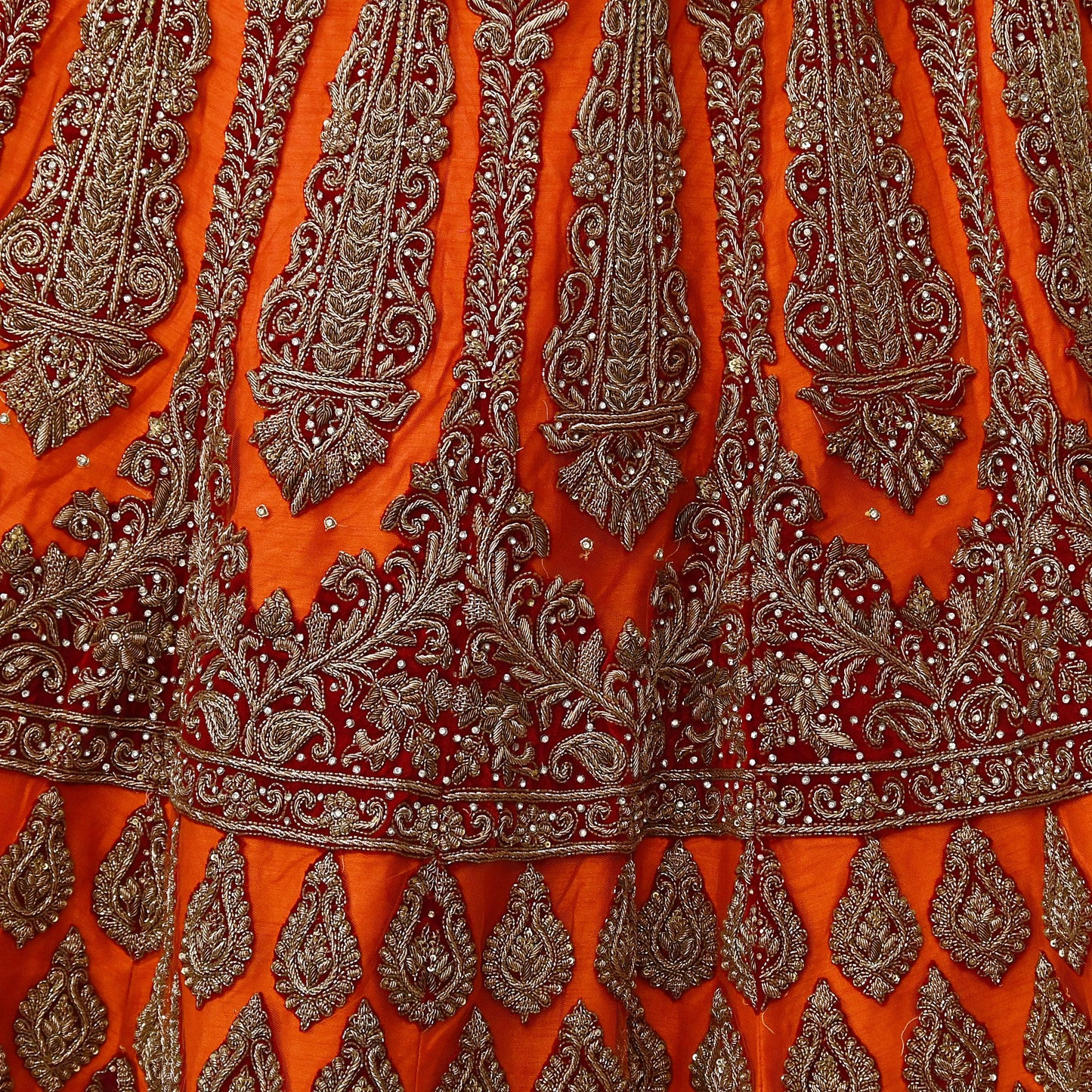 Indian party wear Orange Net Hand Embroidered Semi Stitched Lehenga Set of 2pcs Bollywood style wedding wear