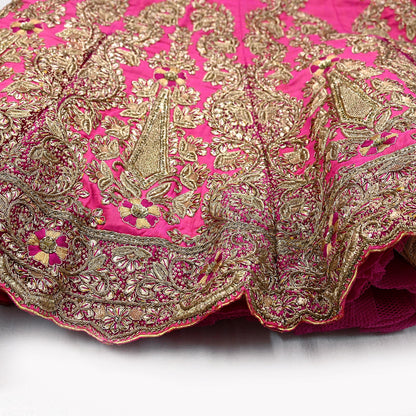 Indian Heavy Pink Hand Embroidered Semi Stitched Lehenga/Skirt Bridal Wear Zardozi/ Dabka Bollywood skirt party wear