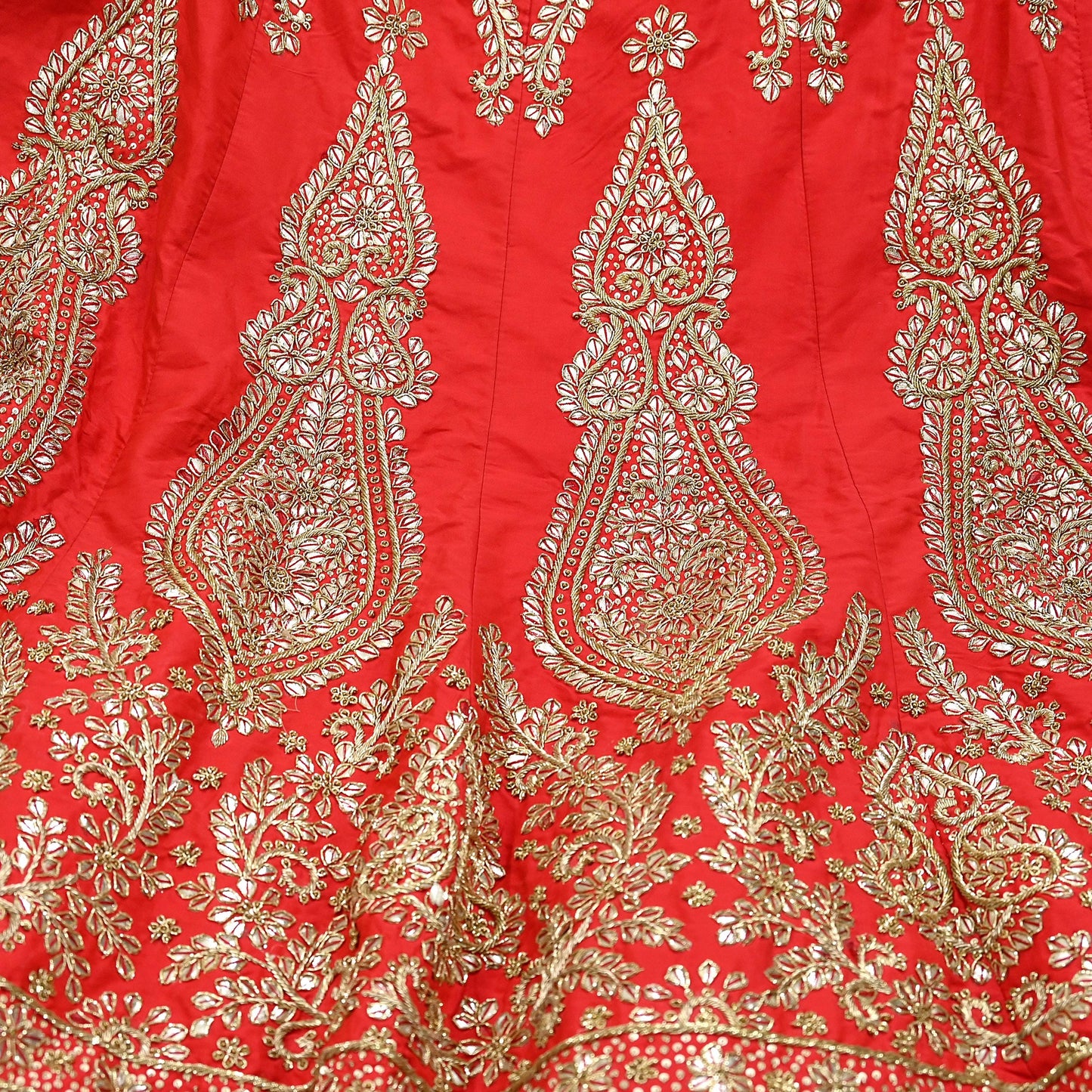 Indian party wear Red Net Raw silk Hand Embroidered Semi Stitched Lehenga Set of 2pcs Bollywood style wedding wear