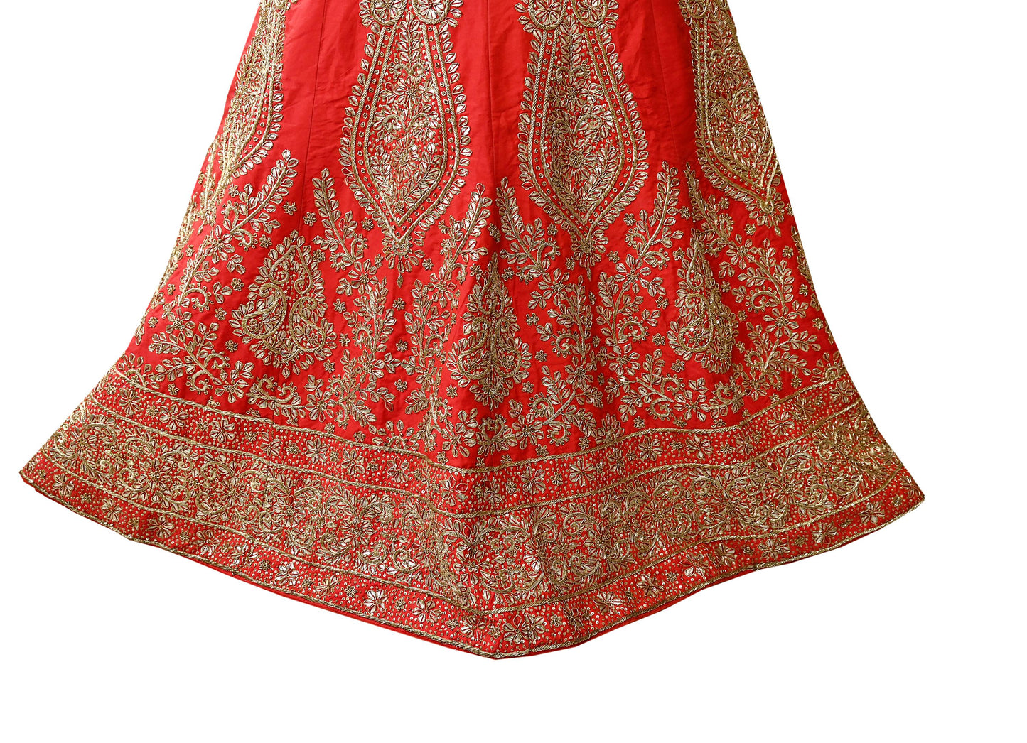 Indian Heavy Red Hand Embroidered Semi Stitched Lehenga/Skirt Bridal Wear Zardozi/ Dabka Bollywood skirt party wear
