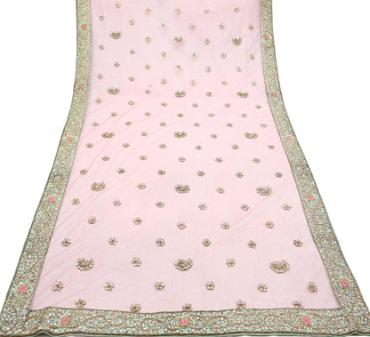 Indian party wear Pista Green & Pink Net Raw silk Hand Embroidered Semi Stitched Lehenga Set of 2pcs Bollywood style wedding wear