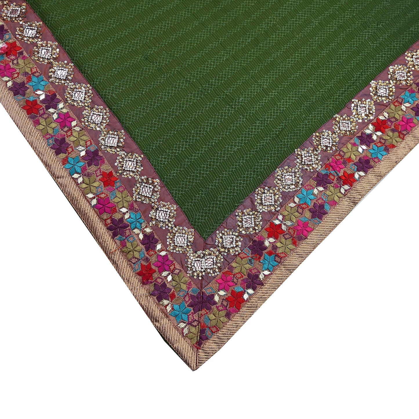 Indian Vintage Heavy Sari Green Pure Georgette Silk Hand Embroidered Sarees Craft Fabric 5Yd Sewing Ethnic Bollywood saree Dress making